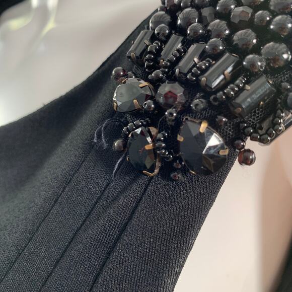 LA PERLA Size 8 Black Viscose Blend Beaded Sleeveless Long Dress - Picture 5 of 10